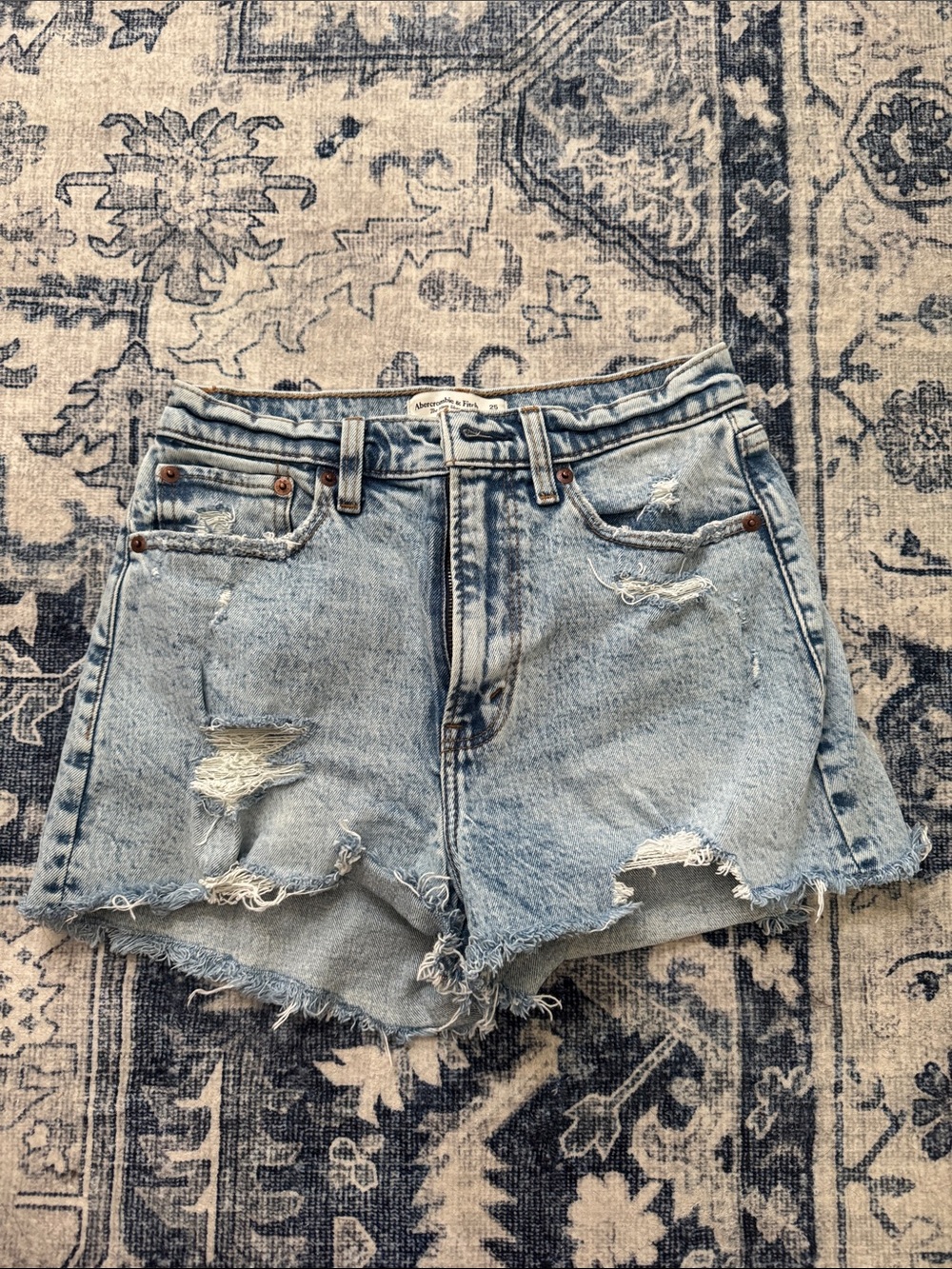 Abercrombie & Fitch Light Blue Distressed Denim Cutoff Shorts